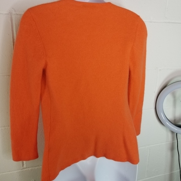 J. McLaughlin orange coral cashmere open front cardigan sweater - Picture 4 of 8